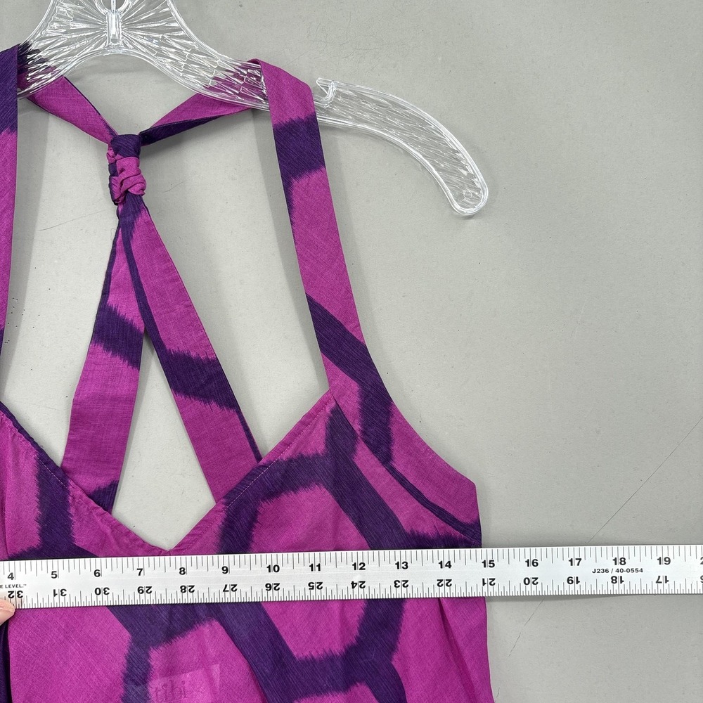Tibi Dress Small Pink Geometric Cotton Sleeveless V-Neck Strappy Swing Short - Picture 7 of 10